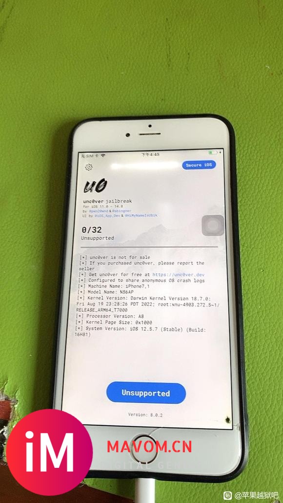 iPhone 6plus ios12.5.7 unc0ver显示UNSUPPORTED-1.jpg