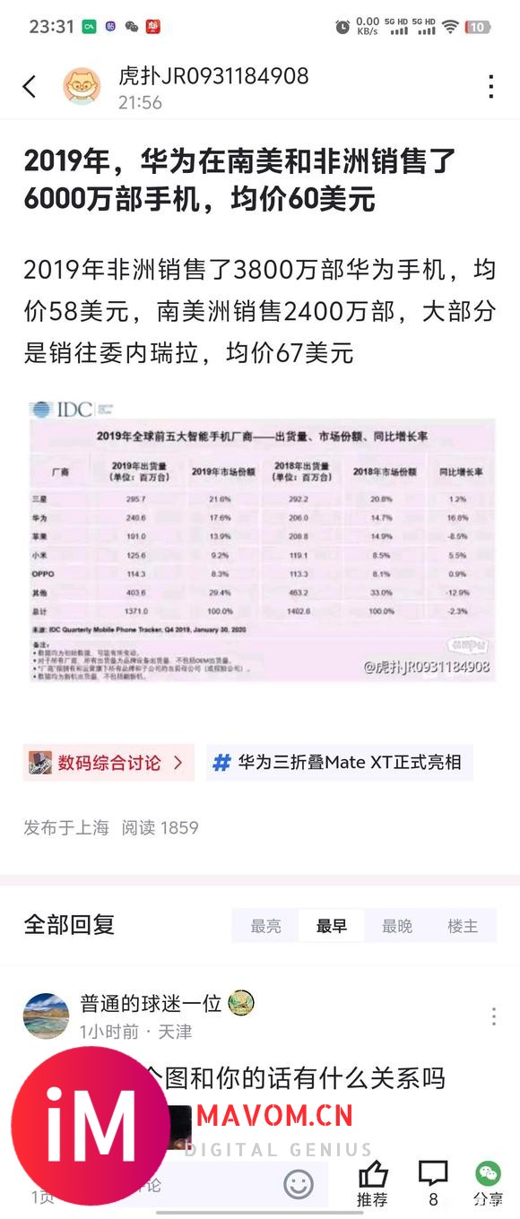 2019年，华为在南美非洲均价60美元，在欧洲均价不如小米-1.jpg